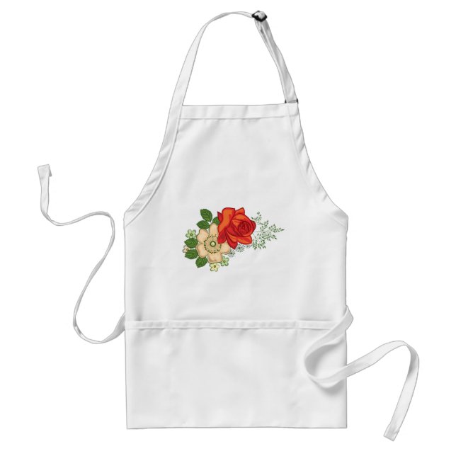 Delantal Rosa Roja y Daisies (Frente)