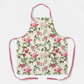 Delantal Rosa rosa de crema floral vintage