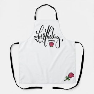 Delantal Rosa rosa de cumpleaños personalizada
