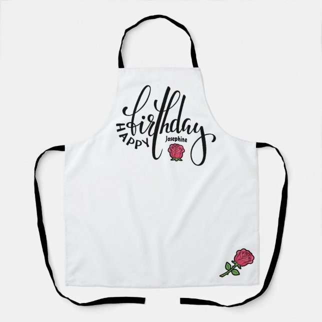 Delantal Rosa rosa de cumpleaños personalizada (Anverso)
