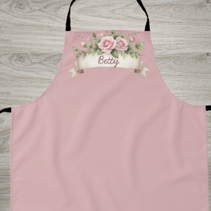 Delantal Rosa Rosa Pálida Nombre Personalizado