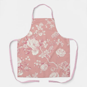 Delantal Rosa Rubor Rosa Antigua Toile Patrón Floral