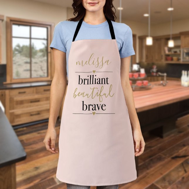 Delantal Rosa Sonrojado Personalizado Brillante Hermoso Val (Personalized Brilliant Beautiful Brave Blush Pink Apron)