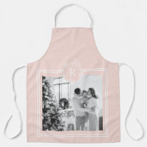 Rosa y blanco moderno | Foto familiar | Inicial