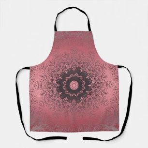 Delantal rosa y gris