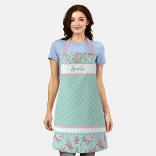 Delantal Rosas azules pastel francesas personalizadas en ro