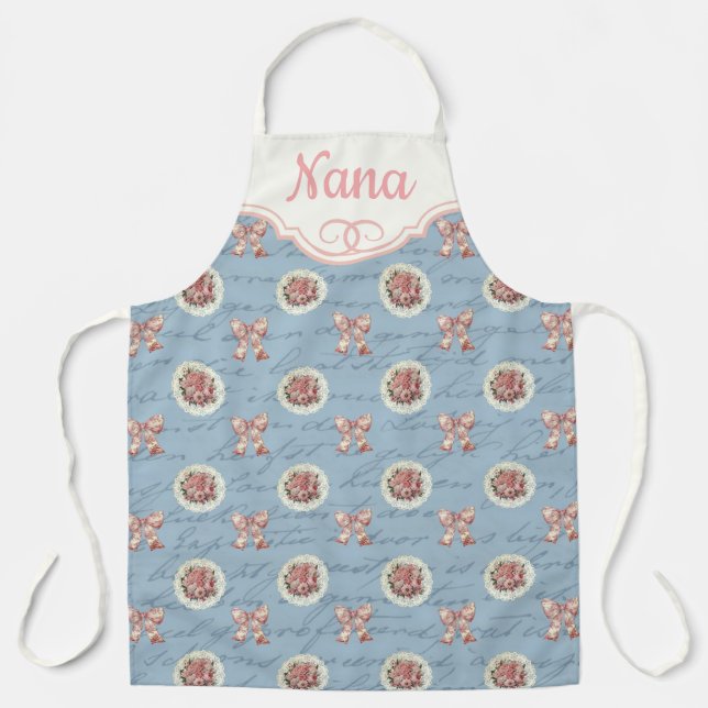 Delantal Rosas de cartas antiguas personalizadas (Anverso)