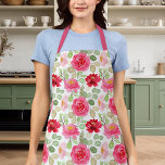 Delantal Rosas De Color Rosa Y Rojo Cuadros Florales<br><div class="desc">Apron Floral De Rosas De Color Rosa Y Rojo</div>