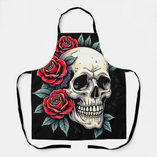 Delantal Rosas de cráneo Tattoo Art