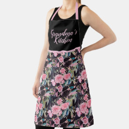 Delantal Rosas de Rosa rosado de color azul