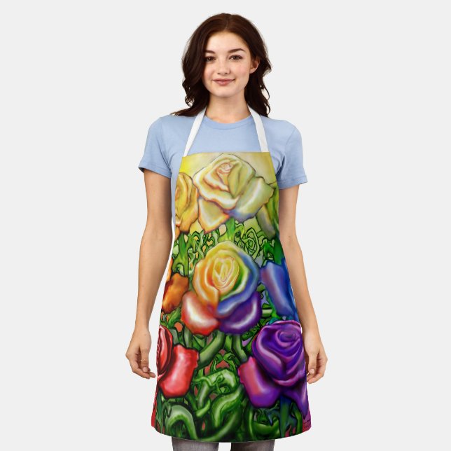 Delantal Rosas del arcoiris (Gastado)