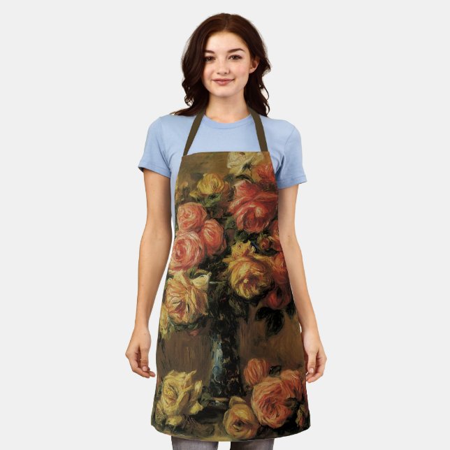 Delantal Rosas en una vesícula de Pierre Renoir, Bella Arte (Gastado)