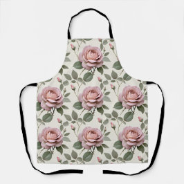 Delantal Rosas Inglesas Clásicas En Suaves Tonos De Rosa 