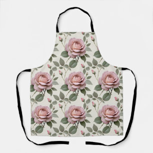 Delantal Rosas Inglesas Clásicas En Suaves Tonos De Rosa
