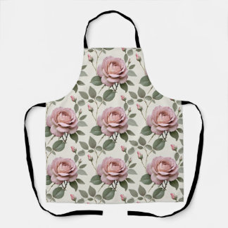 Delantal Rosas Inglesas Clásicas En Suaves Tonos De Rosa