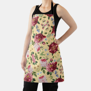 Delantal Rosas Inglesas Románticas Elegantes Vintage Rosa