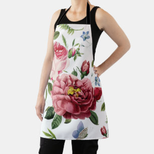 Delantal Rosas Inglesas Románticas Elegantes Vintage Rosa