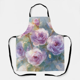 Delantal Rosas Lilas Impresionistas Flores