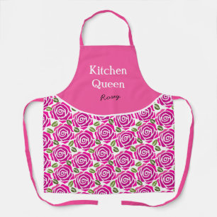 Delantal Rosas Magenta Rosa Caliente Personalizadas Nombre