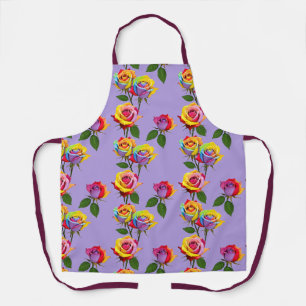 Delantal Rosas Multicolores Brillantes En Tonos De Arcoíris