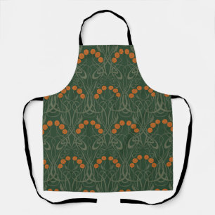 Delantal Rosas naranjas y tallos sinuosos Art Nouveau
