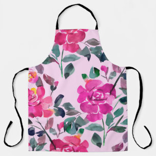 Delantal Rosas opulentos de acuarela dibujados a mano. Mare