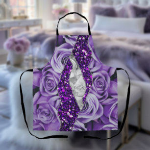 Delantal Rosas Purpura Textura Liquida de Lujo Elegante Pla