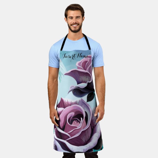Delantal Rosas radiantes: Pétalos rosa y púrpura perfecto (Gastado)