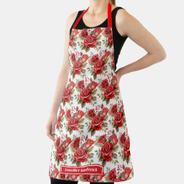 Delantal Rosas Rojas Floral Elegante