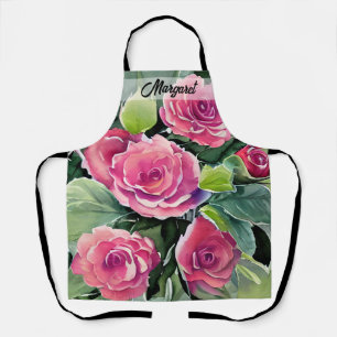 Delantal Rosas Rojas Personalizadas al Acuarela
