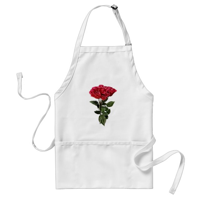 Delantal Rosas rojas y hojas (Frente)