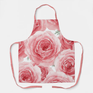 Delantal Rosas Rosadas Acuarela Floral Patrón Pétalo Rosa