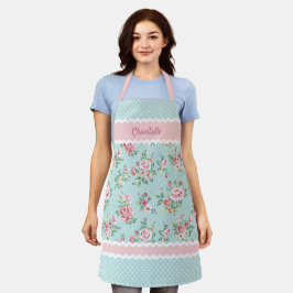 Delantal Rosas rosadas Custom French Pastel Azul Cian Rubor