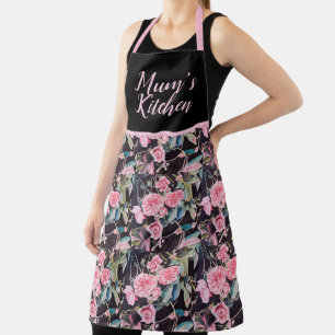 Delantal Rosas  rosados Rosas Mamáes acuarela Cocina