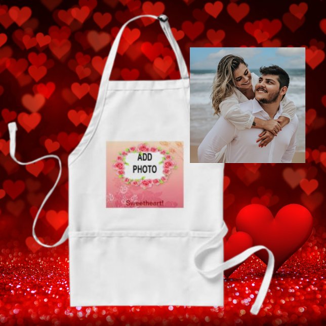 Delantal Rosas rosas rosas San Valentín agrega tu foto (Subido por el creador)