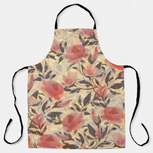 Delantal Rosas salvajes de primavera: patrón de acuarela.