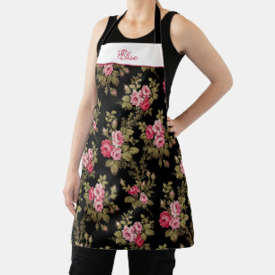 Delantal Rosas Vintage rosados con Apron de fondo de nombre