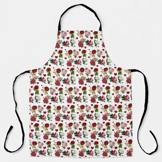 Delantal Rosas y El día de San Valentín de cocina Apron (Anverso)