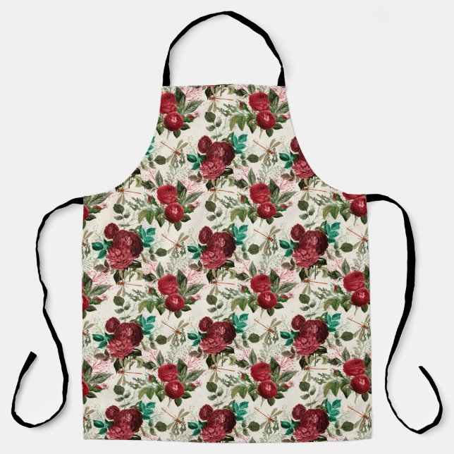 Delantal Rosas y libélulas (Diseño 14) (Anverso)