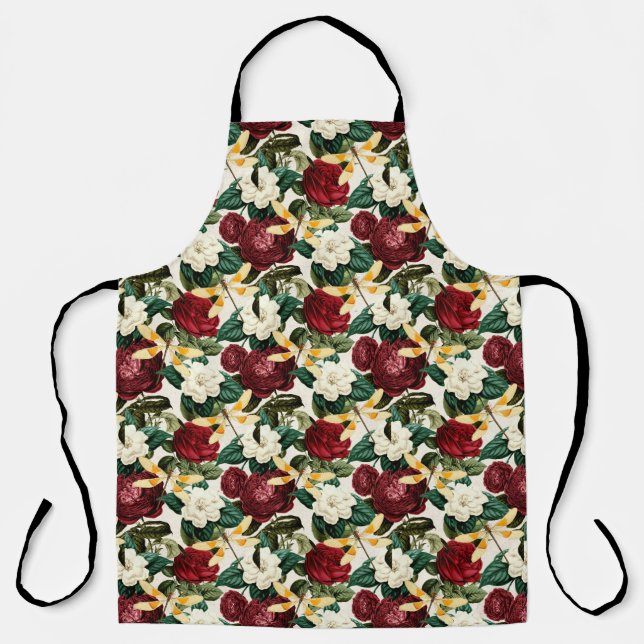 Delantal Rosas y libélulas (Diseño 8) (Anverso)