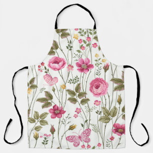 Delantal Rosas y mariposas: sin foco floral