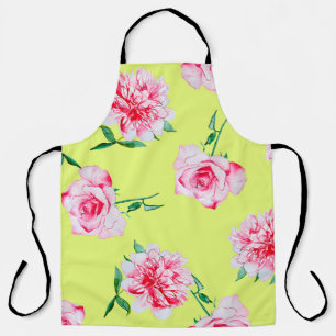 Delantal Rosas y patrón de ilustracion acuático Peonies