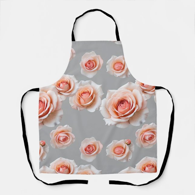 Delantal Roses In Shades Of Peach And Coral Scattered (Anverso)
