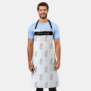 Delantal Roses Rojos, Patrón De Rosas, Tu Nombre