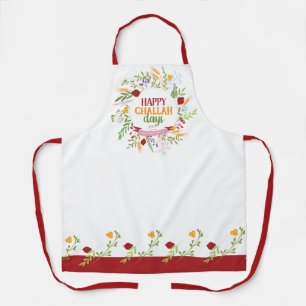 Delantal Rosh Hashanah Happy Challah Days Floral Wreath