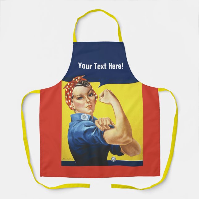 Delantal Rosie Riveter agrega cualquier texto (Anverso)