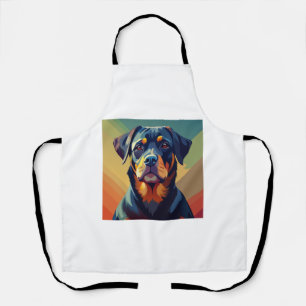 Delantal Rottweiler de arte pop retro - Retrato de perro co