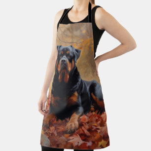 Delantal Rottweiler en hojas de otoño inspira caída