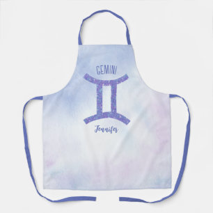 Delantal Rótulo Astrológico Gemini personalizado púrpura
