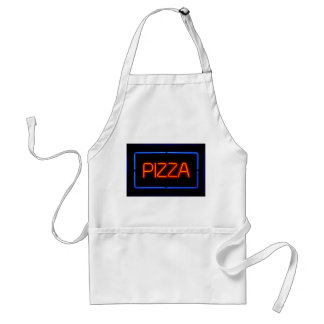 Delantal Rótulo azul y neón rojo PIZZA